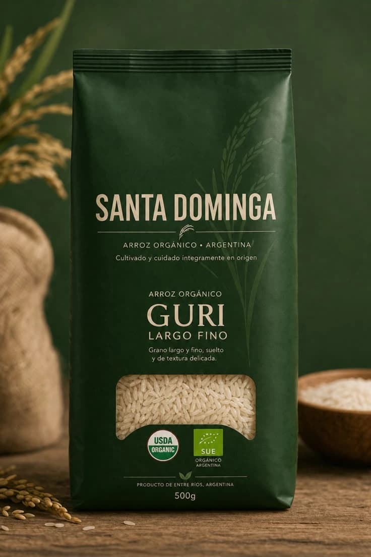 Envase de arroz orgánico Santa Dominga